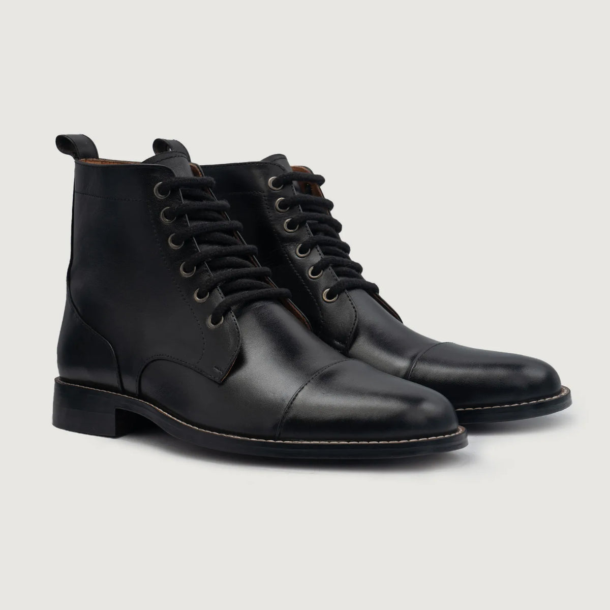 Knight Derby Black Leather Boots for Men Eviternity