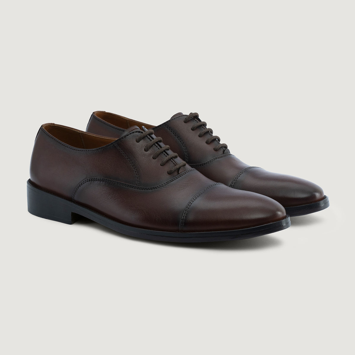 Men's Professor Oxford Shoes in Burnished Brown Leather Eviternity