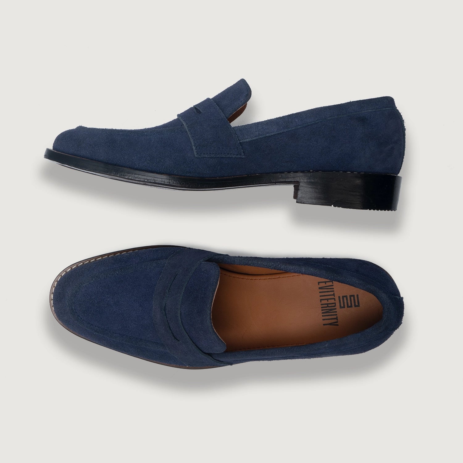 Baxton Blue Suede Leather Loafers lifestyle 2