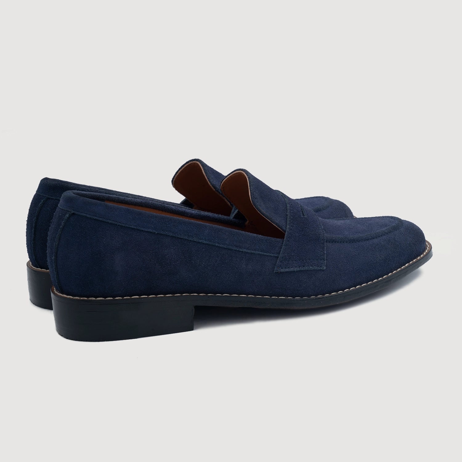Baxton Blue Suede Leather Loafers lifestyle 3