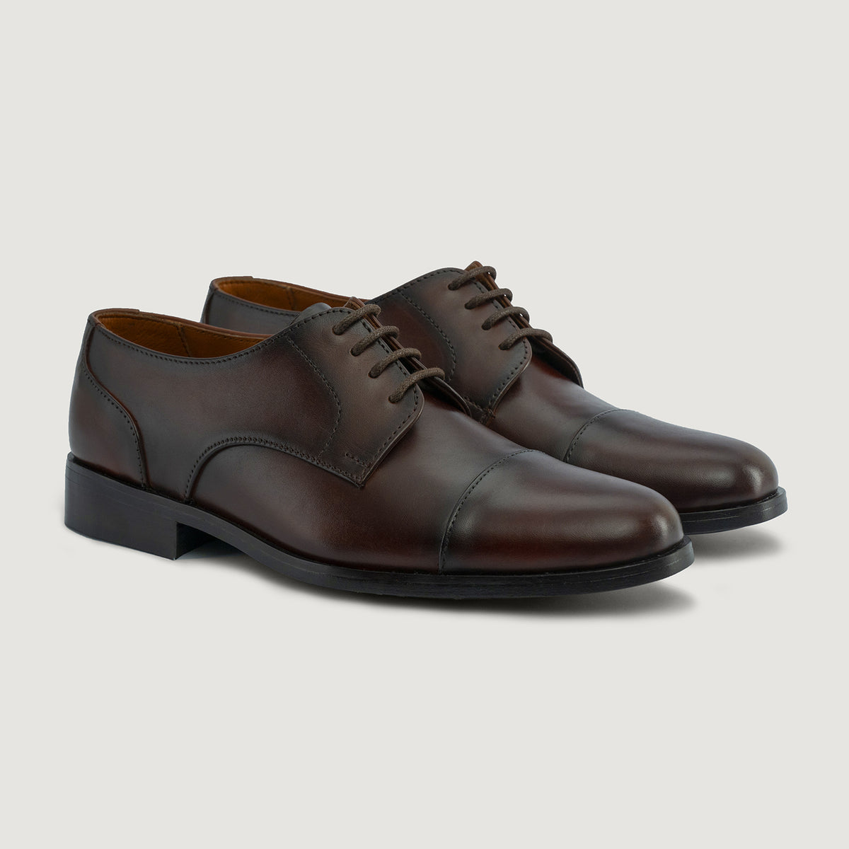 Attorney Derby Burnished Brown Leather Shoes – StudGuard – The Jacket Maker