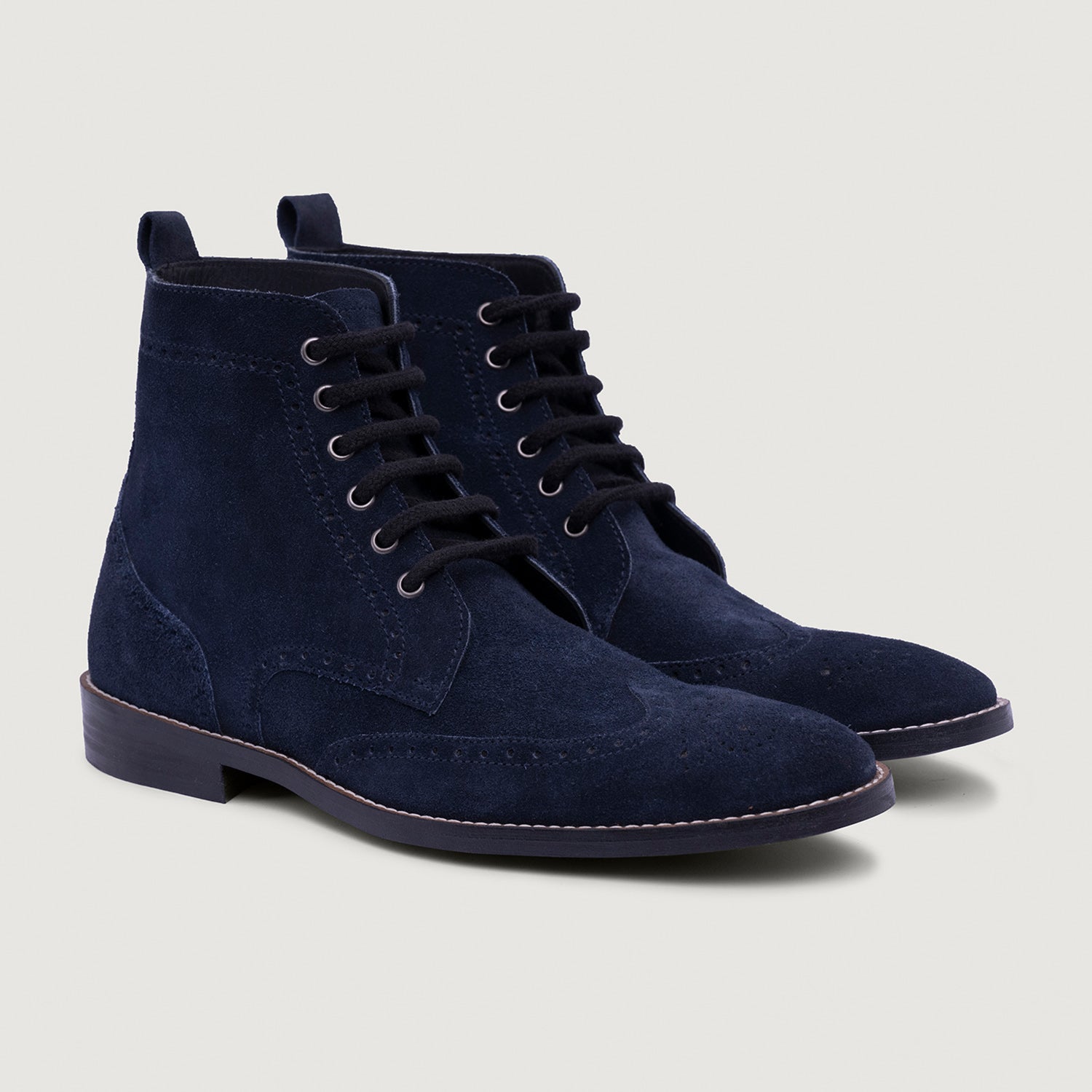 Duster Brogues Blue Suede Leather Boots